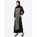 Layered Casual abaya- Black-Grey
